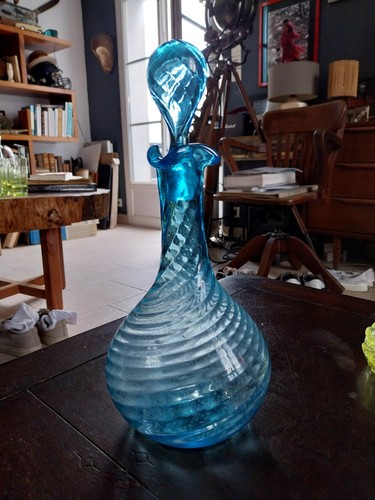 Carafe bleue ancienne - bleue,