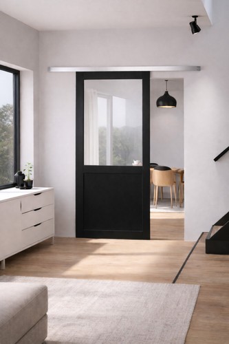 Porte coulissante atelier noir - porte,