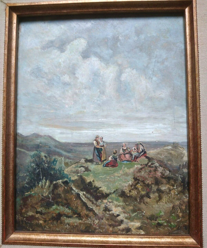 Ancien peinture huile - huile, paysage