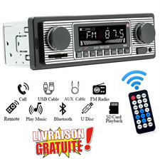 Autoradio voiture 1 DIN Bluetooth USB SD AUX FM Mains libres Télécommande