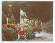 Happy Boy Smiling Sitting Capuchin Flowers Remy Oreval - Vintage Photo