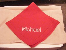 New Sferra Red Festival 20" x 20" Linen Napkin | Michael Embroidery Block 