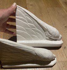 Paire Serre Livres Craquelés Perdrix Signé Odyv Art Déco