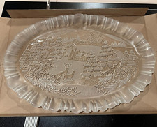 Mikasa Winter Dreams Christmas Deer Frosted Canape Serving Oval Shaped Tray