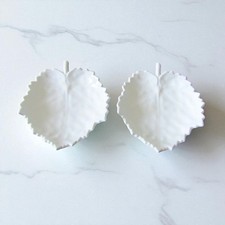Germany. Berlin. Pair of White Porcelain Leaf Shaped Salt Shakers