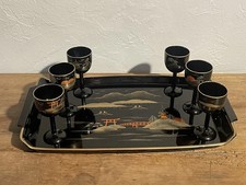 PLATEAU LAQUÉ NOIR OR ORANGE