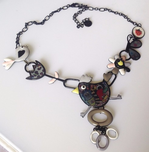 Collier déco poule oiseau - collier,