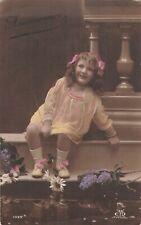 CP LITTLE GIRL FISHING CANE FLOWERS BY THE WATER