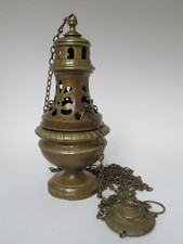  19th century molten brass censer, with chains