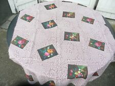 vintage antique cotton fabric with flower painting decorations