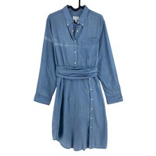 GANT Rugby Bleu Smille de Luxe Manches Longues Robe Chemise Taille L