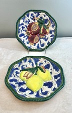 Fitz & Floyd Classics 9" Florentine Canape Fruit Wall Plates Set of 2.