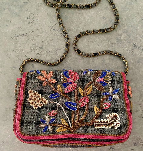 Sac effet tweed - gris, sequins