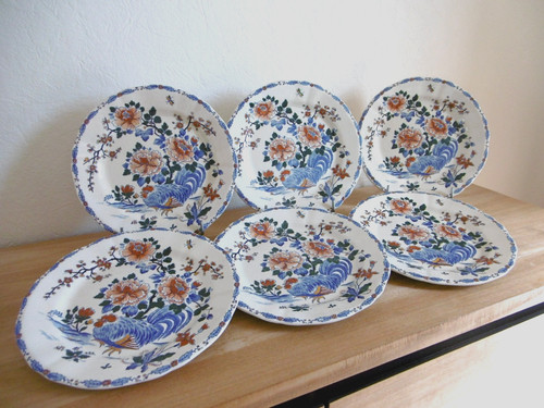 Six assiettes plates faience - six,