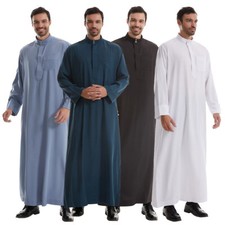 Men Muslim Robe Thobe Jubba Thoub Abaya Saudi Men Kaftan Dishdasha Arab Robe