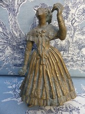 Bronze statuette woman in mask and bouquet Russia Spain 14cm high 1900