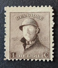 TIMBRE BELGIQUE BELGIE 1919 ROI ALBERT I BRUN 1 NON OBLITERE