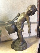 19th AUGUSTE MOREAU REGULLE STATUE CHILD SCULPTURE French Antique 19th Child