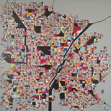 Painting, Painting, Map, Map, City, Modern, Contemporary, Minimalism