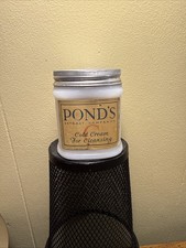 Vintage PONDS Cold Cream Milk Glass Jar Embossed Silver Aluminum Lid