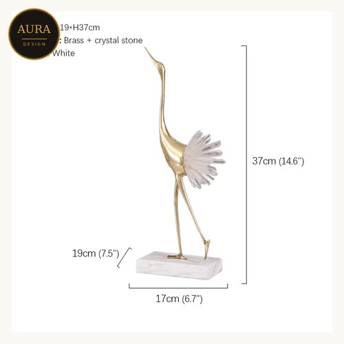 Grue dorée plumes blanches - dorée,