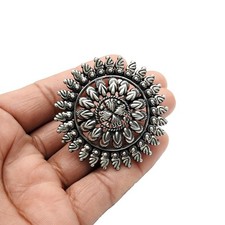Bague Au Look Ancien Taille 8 Argent Sterling 925 Oxydé Artisanale Bijoux V77