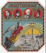 VTG Jubile Tricolore w Portraits & Angel Cigar Box Outer Label
