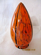 TULIPE ANCIENNE OBUS GLOBE POUR LAMPE- VERRE MOUCHETE dlg CLICHY -tbe-ht19,5  cm