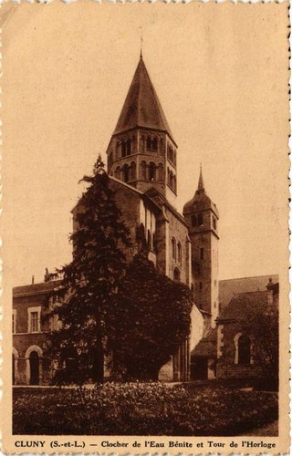 Cpa cluny clocher l - cpa, l'eau