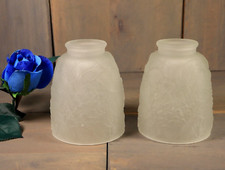 Antique French PAIR Glass ART DECO Lamp Shade Muller Ezan Era Satin