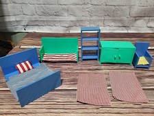 IKEA HUSET Doll Furniture Bedroom Bed Armoire Biokcase Chair Lot Of 5