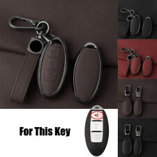 For Nissan Qashqai March X-Trail 370Z Zinc Alloy Leather Car Key Fob Cover Case