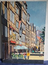 Philippe EUGER Peintre normand "Rue Martainville" maison normande colombages