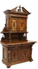 Antique Buffet A Deux Corps, French Renaiss. Revival, Figural, Marquetry, 1800s!