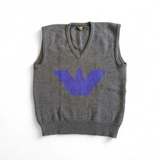Giorgio Armani AW 1982 Archive Vintage Wool Knitted Eagle Logo Vest Rare M-L