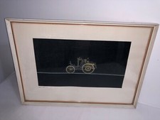 VINTAGE MERCEDES BENZ VELO 1894 LITHOGRAPH CAR LITHO FRAMED & GLASSED RETRO RARE
