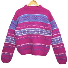 Pull Graphique Rose Fait Main