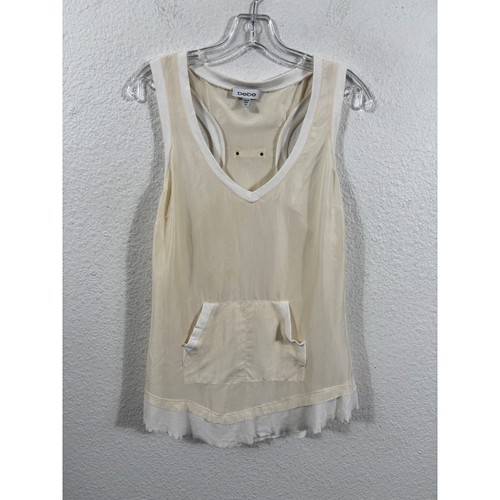 Bebe ivory sheer tank top - top, v