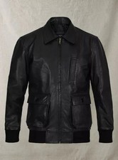 Blouson cuir bomber noir homme