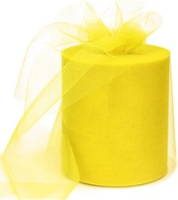 6" x 200 Yards Yellow Tulle Fabric Rolls, Yellow Spool Tulle Ribbon for DIY Tutu