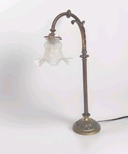 MAGNIFIQUE ANCIENNE  LAMPE DE BUREAU  NOTAIRE EN LAITON ET BRONZE ART NOUVEAU 