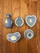 Wedgwood Jasperware Lot Bundle Dish Trinket Box Vase Blue Set No Cracks Mini