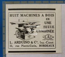 Combiné machine à bois ARDUINO Bordeaux  publicité advert 1930