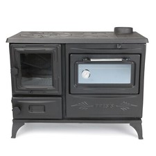Poêle à bois en fonte émaillée avec four, cuisinière, cuisinière