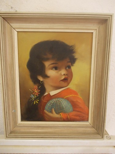 Tableau fillette signé moravy - tableau,