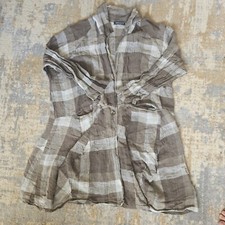 Transparente Black Label Germany White Brown Linen Lagenlook Tunic One Size