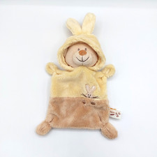Doudou plat ours déguisé en lapin jaune beige GRAIN DE BLE Z Zannier