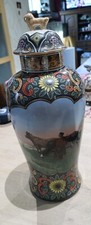 Petrus Regout & Co Maastricht pays-Bas vase Potiche Décor Fermier et Vache H 33 