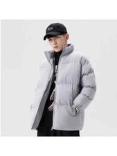 Blouson D'Aviateur Duvet Sintetique Mode Homme Gris Clair Poches 11310