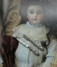  rare: KNIFE + SILVER FORK SHEATH ACCESSORY 19TH CENTURY FOR DOLL